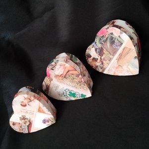 ♥️Vintage Victorian Nesting Decoupage Heart Boxes♥️Gift❤Valentine